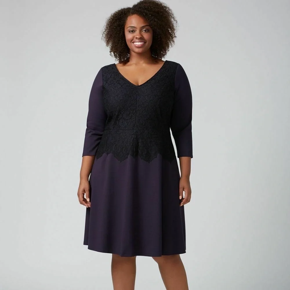 Lane Bryant Lace Inset Fit and Flare Dress NWT 26